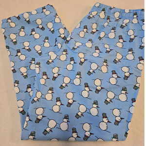 Sz Med OLD NAVY Blue White Snowman Flannel PJ Lounge Pants